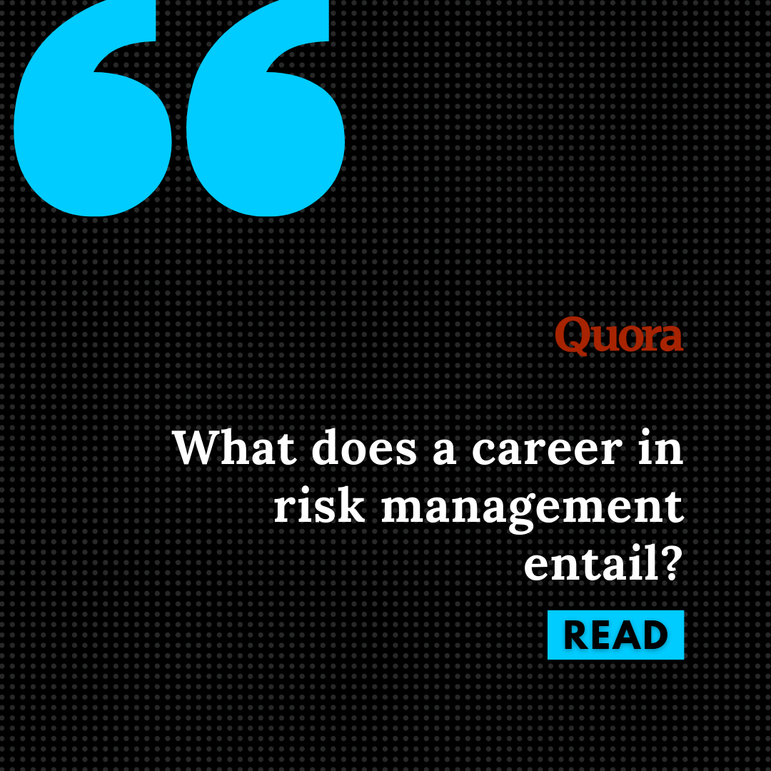 What does a career in risk management entail? Cover