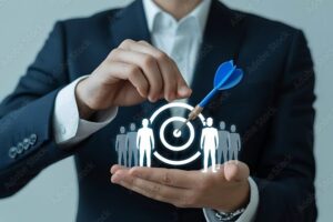 Target Audience Marketing Strategy with Digital Target Interface and Business Growth Concept