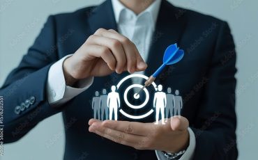 Target Audience Marketing Strategy with Digital Target Interface and Business Growth Concept